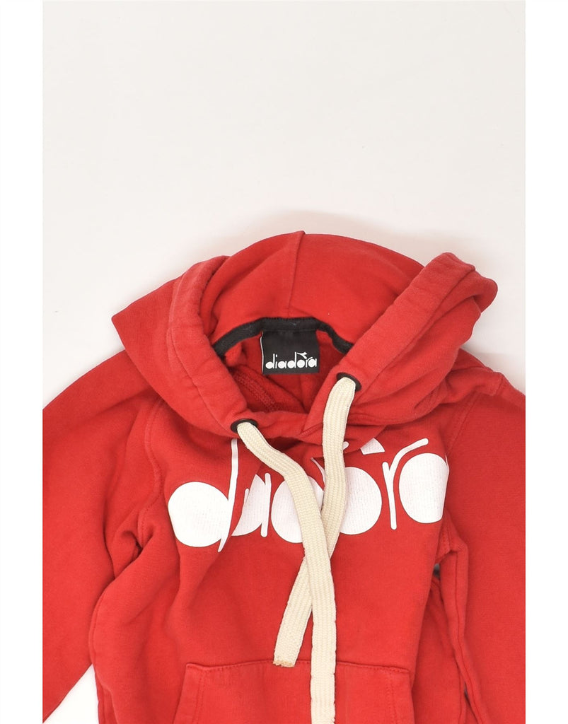 DIADORA Boys Graphic Hoodie Jumper 11-12 Years Red | Vintage Diadora | Thrift | Second-Hand Diadora | Used Clothing | Messina Hembry 