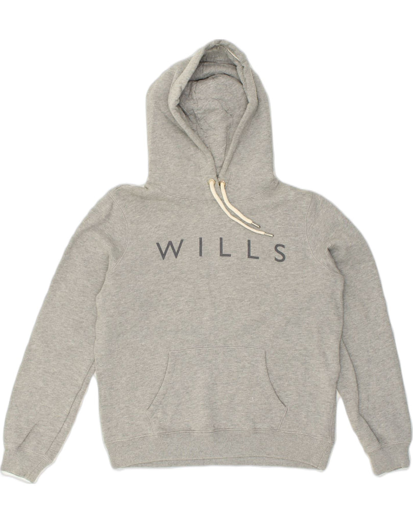 JACK WILLS Womens Graphic Hoodie Jumper UK 14 Large  Grey Cotton | Vintage Jack Wills | Thrift | Second-Hand Jack Wills | Used Clothing | Messina Hembry 