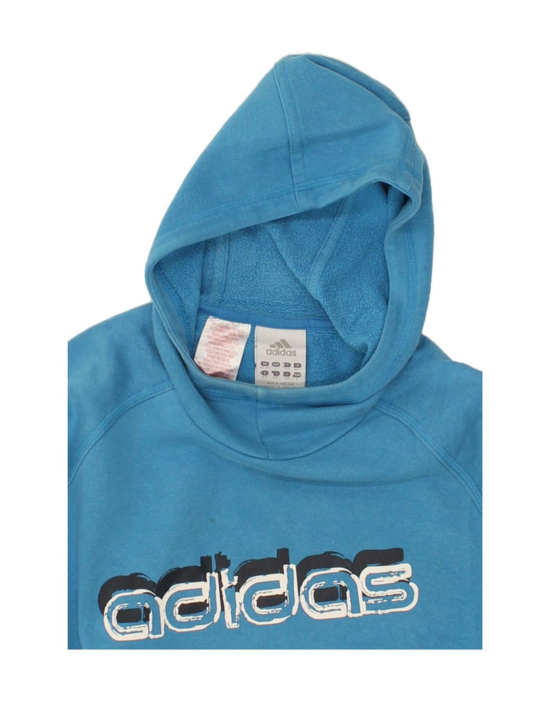 ADIDAS Boys Graphic Hoodie Jumper 13-14 Years Blue Cotton | Vintage Adidas | Thrift | Second-Hand Adidas | Used Clothing | Messina Hembry 