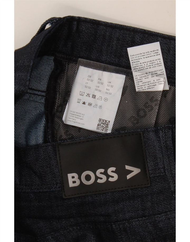 HUGO BOSS Mens Straight Straight Jeans W32 L32 Navy Blue Cotton