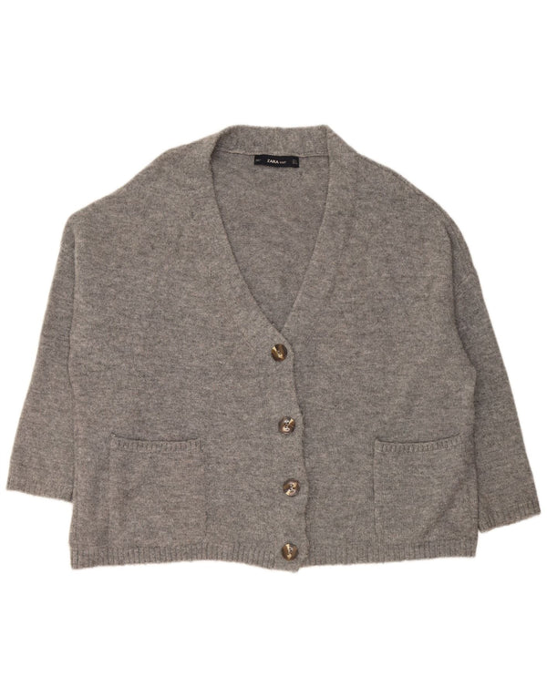 Zara Womens Oversized Cardigan Sweater UK 10 Small Grey Acrylic