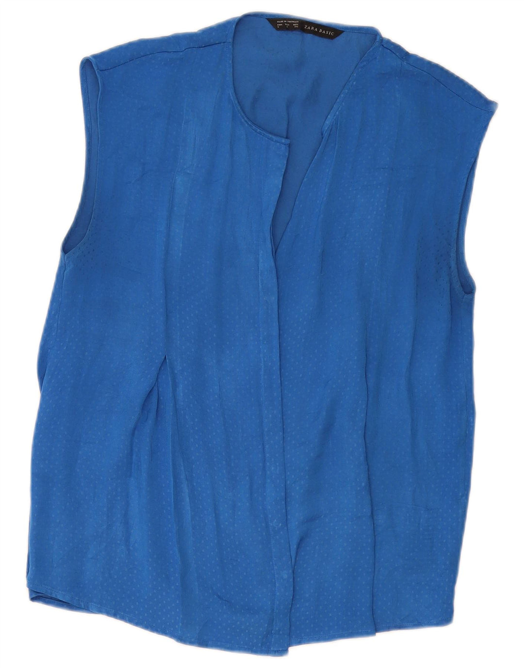 ZARA Womens Sleeveless Shirt Blouse UK 10 Small Blue Spotted