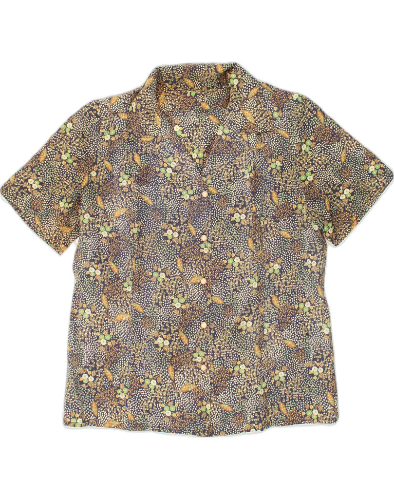 VINTAGE Womens Short Sleeve Shirt UK 16 Large Brown Floral | Vintage Vintage | Thrift | Second-Hand Vintage | Used Clothing | Messina Hembry 