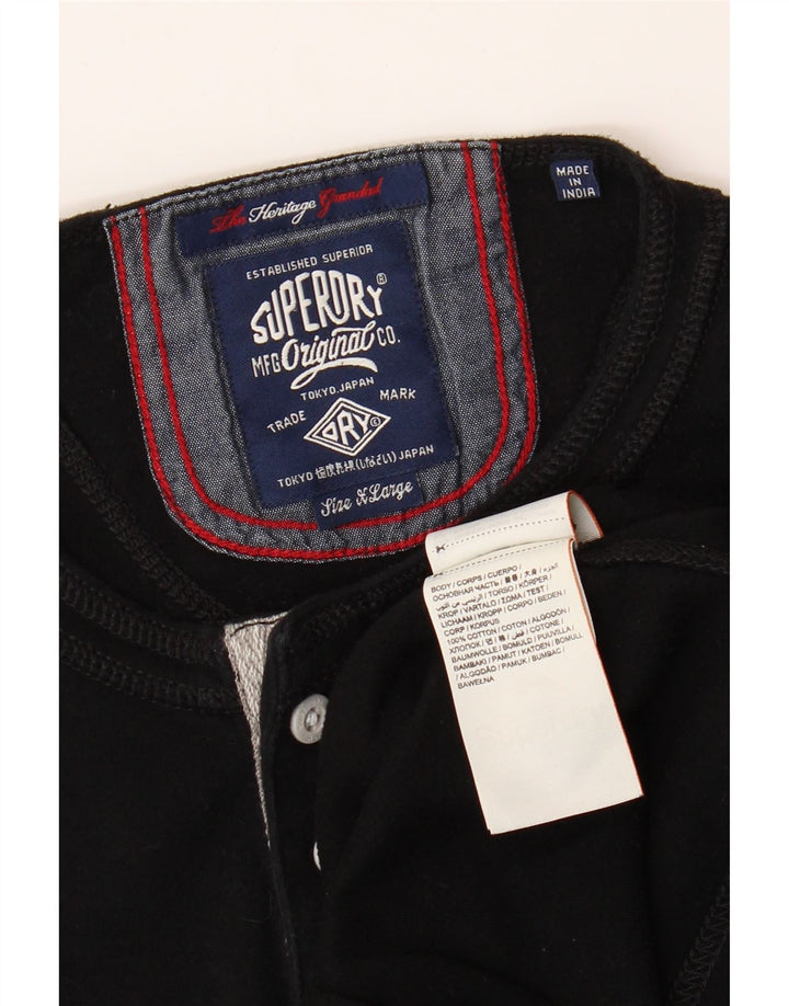 SUPERDRY Mens Heritage Top Long Sleeve XL Black Cotton