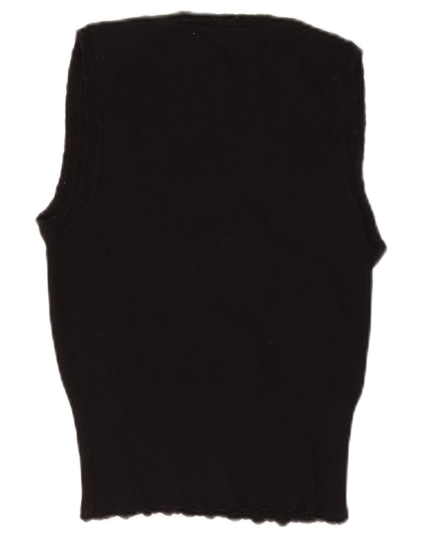 Zara Womens Crop Vest Tank Top UK 8 Small Black Viscose