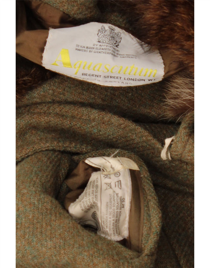 Aquascutum Womens Overcoat UK 10 Small Khaki New Wool