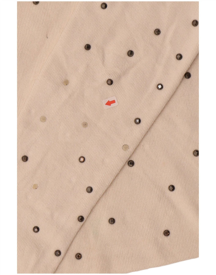 Zara Womens Top Long Sleeve UK 10 Small Off White Flecked Viscose