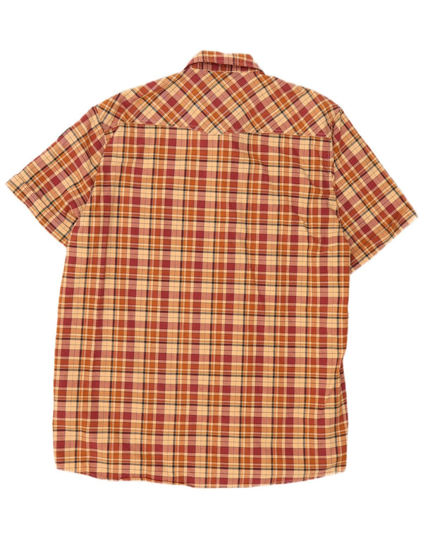 Globe Trotter Mens Short Sleeve Shirt UK 43/44 XL Beige Check Cotton