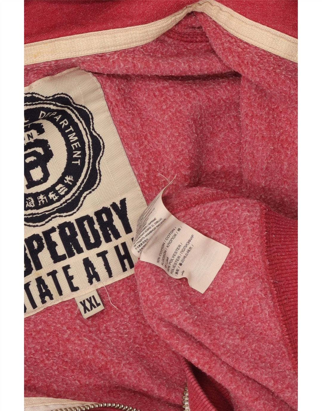 SUPERDRY Mens Graphic Zip Hoodie Sweater 2XL Red Cotton