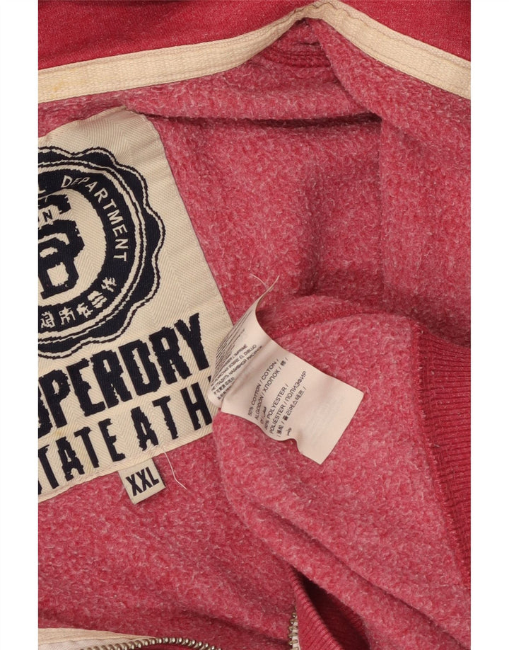 SUPERDRY Mens Graphic Zip Hoodie Sweater 2XL Red Cotton