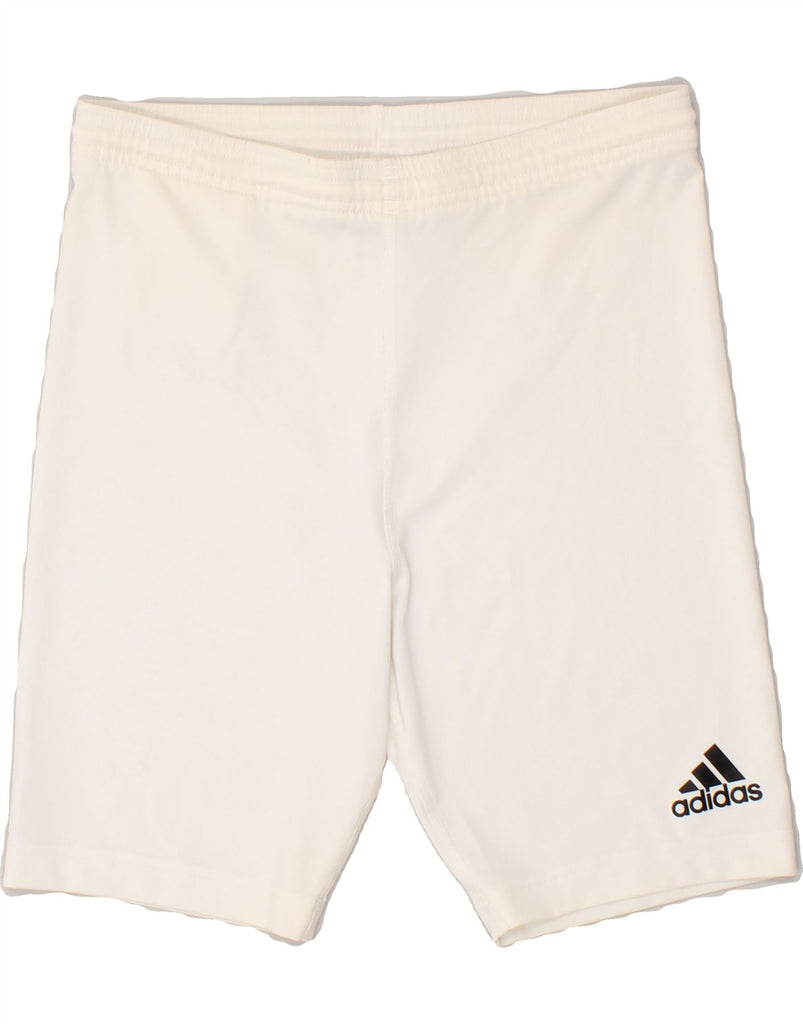 ADIDAS Mens Graphic Sport Shorts Medium White Polyester Vintage Adidas and Second-Hand Adidas from Messina Hembry 