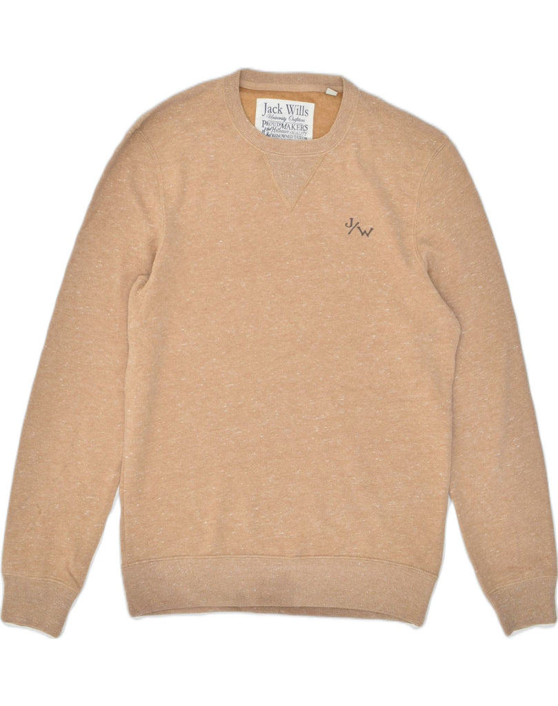 JACK WILLS Mens Sweatshirt Jumper Small Beige Flecked Cotton | Vintage | Thrift | Second-Hand | Used Clothing | Messina Hembry 