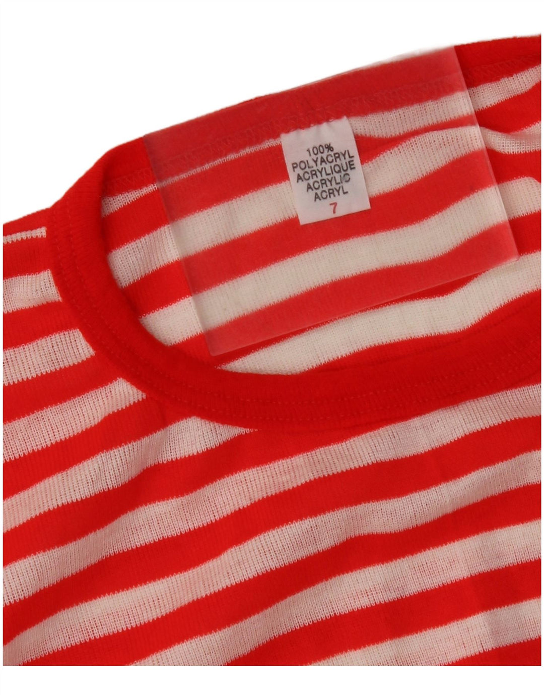 VINTAGE Womens Top Long Sleeve UK 16 Large Red Striped Polyacrylic