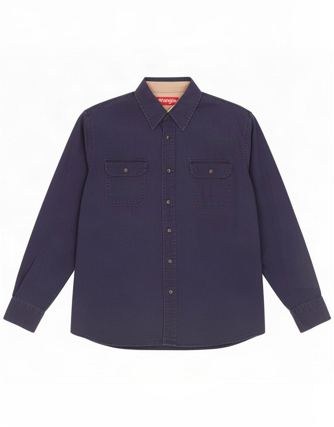 Wrangler Mens Shirt Large Navy Blue Cotton