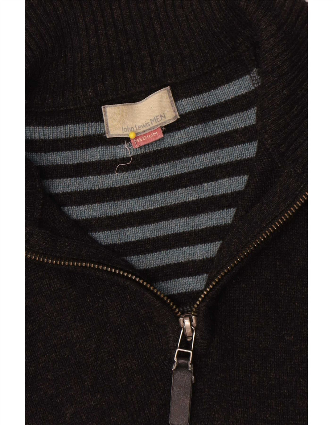 John Lewis Mens Zip Neck Jumper Sweater Medium Grey Flecked