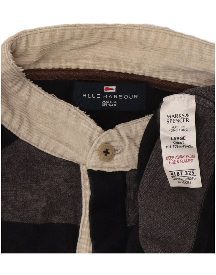 Marks & Spencer Mens Blue Harbour Polo Neck Jumper Sweater Large Grey