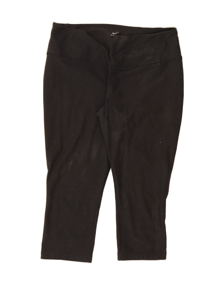 NIKE Womens Dri Fit Capri Leggings UK 14 Large Black Polyester Vintage Nike and Second-Hand Nike from Messina Hembry 