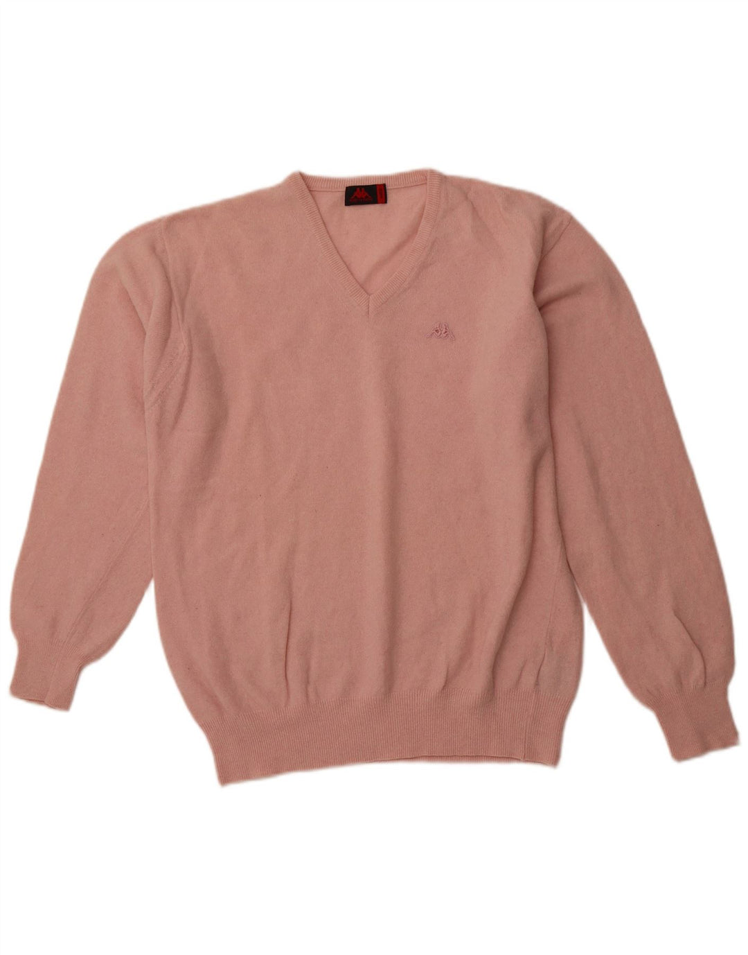 KAPPA Mens V-Neck Jumper Sweater Large Pink Wool