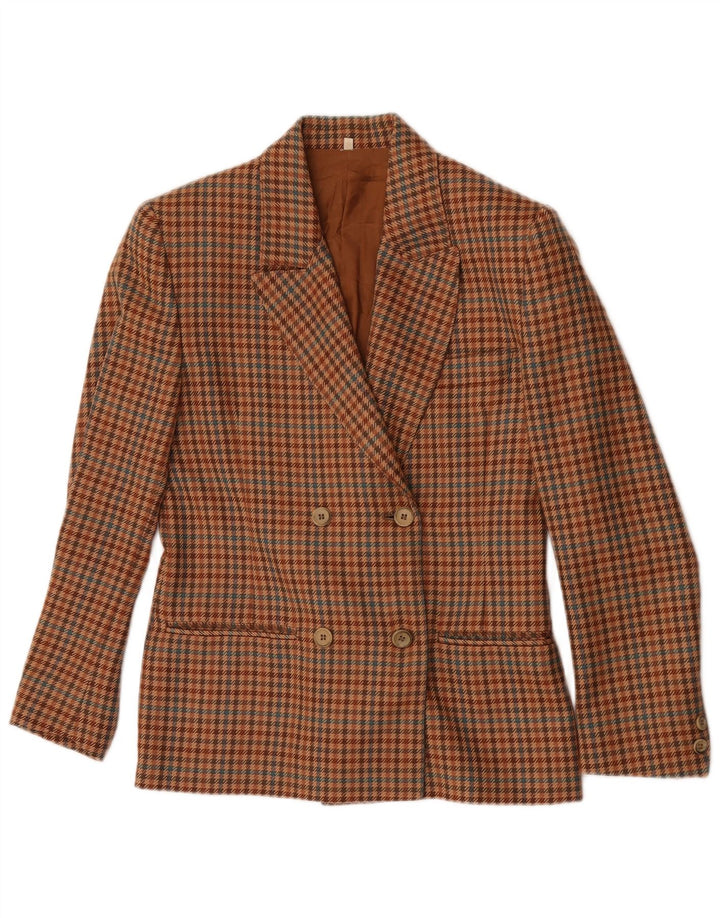 Vintage Womens Double Breasted Blazer Jacket IT 42 Medium Brown Houndstooth