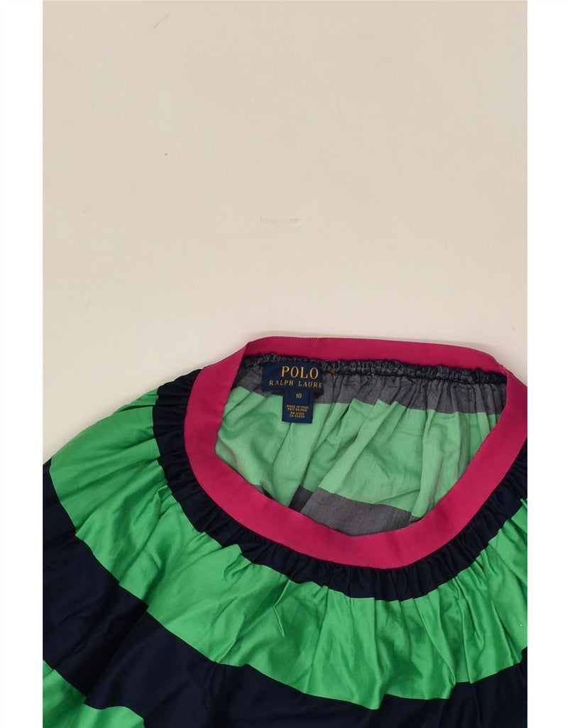 POLO RALPH LAUREN Girls Circle Skirt 9-10 Years W22 Green Striped Cotton | Vintage Polo Ralph Lauren | Thrift | Second-Hand Polo Ralph Lauren | Used Clothing | Messina Hembry 