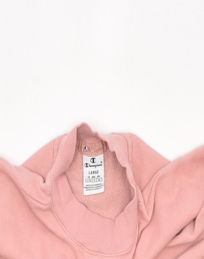 CHAMPION Womens Oversized Sweatshirt Jumper UK 16 Large Pink Cotton | Vintage | Thrift | Second-Hand | Used Clothing | Messina Hembry 