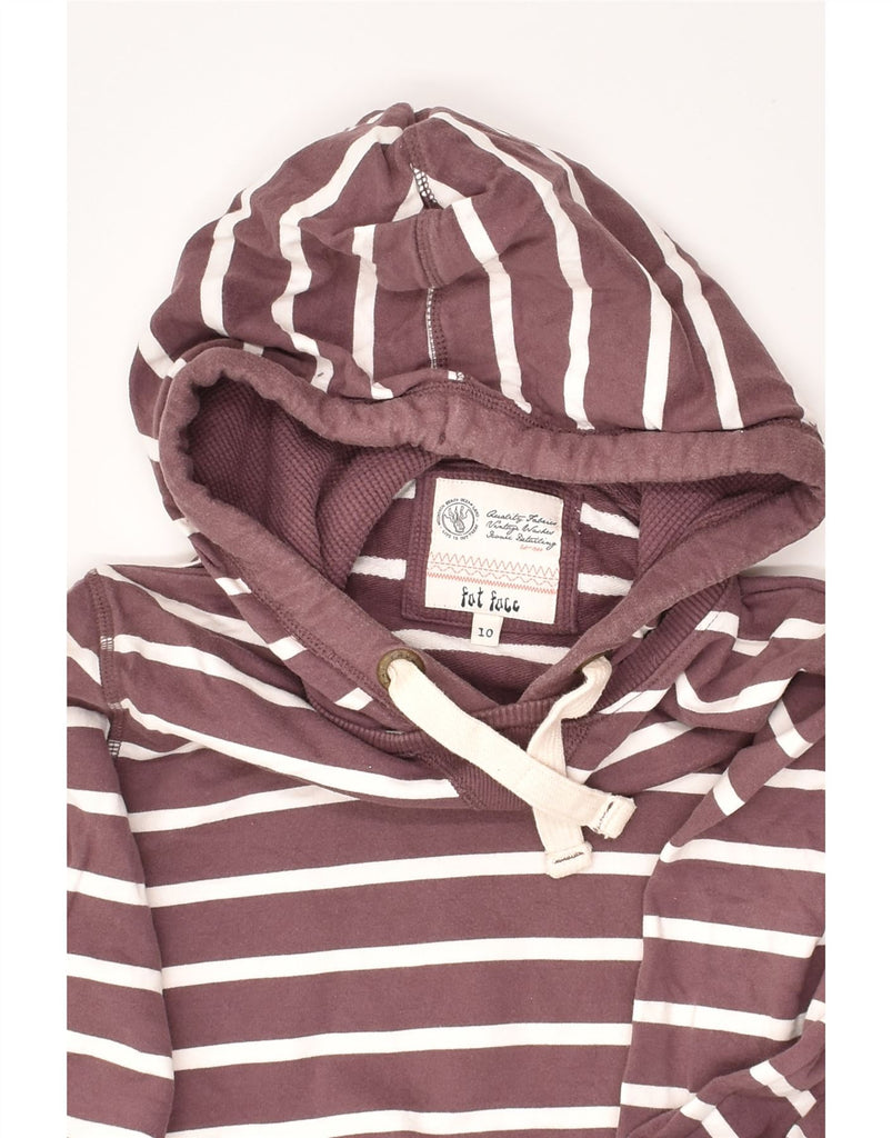 FAT FACE Womens Hoodie Jumper UK 10 Small Maroon Striped Cotton | Vintage Fat Face | Thrift | Second-Hand Fat Face | Used Clothing | Messina Hembry 