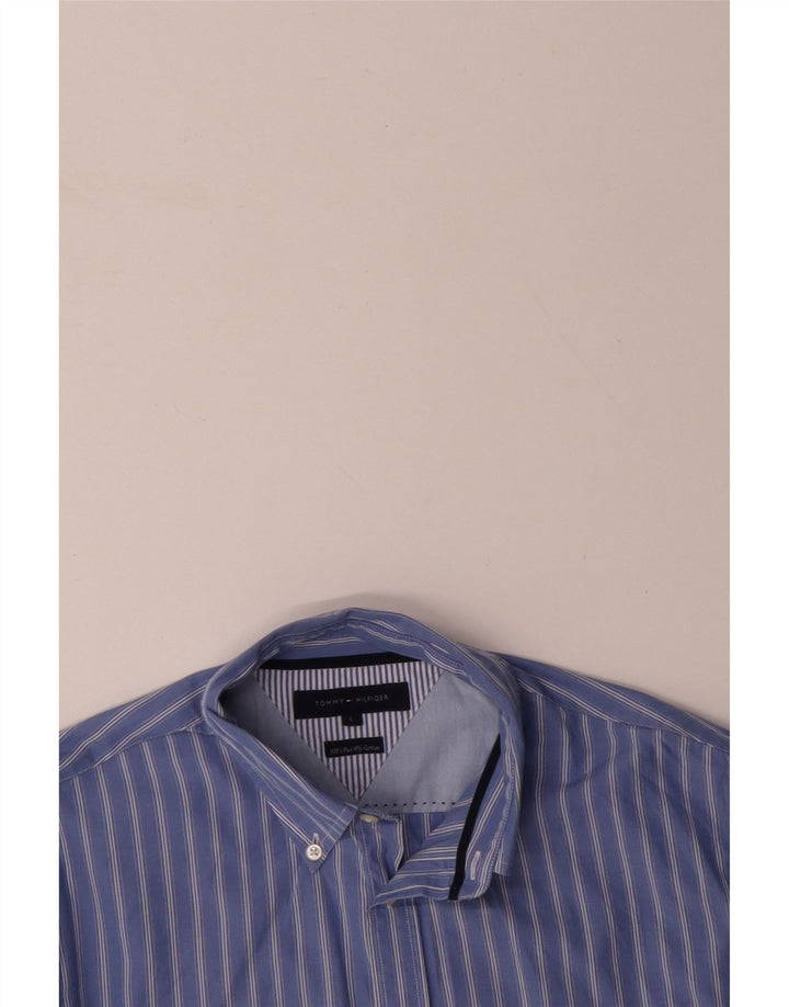 TOMMY HILFIGER Mens Shirt Large Blue Striped Cotton