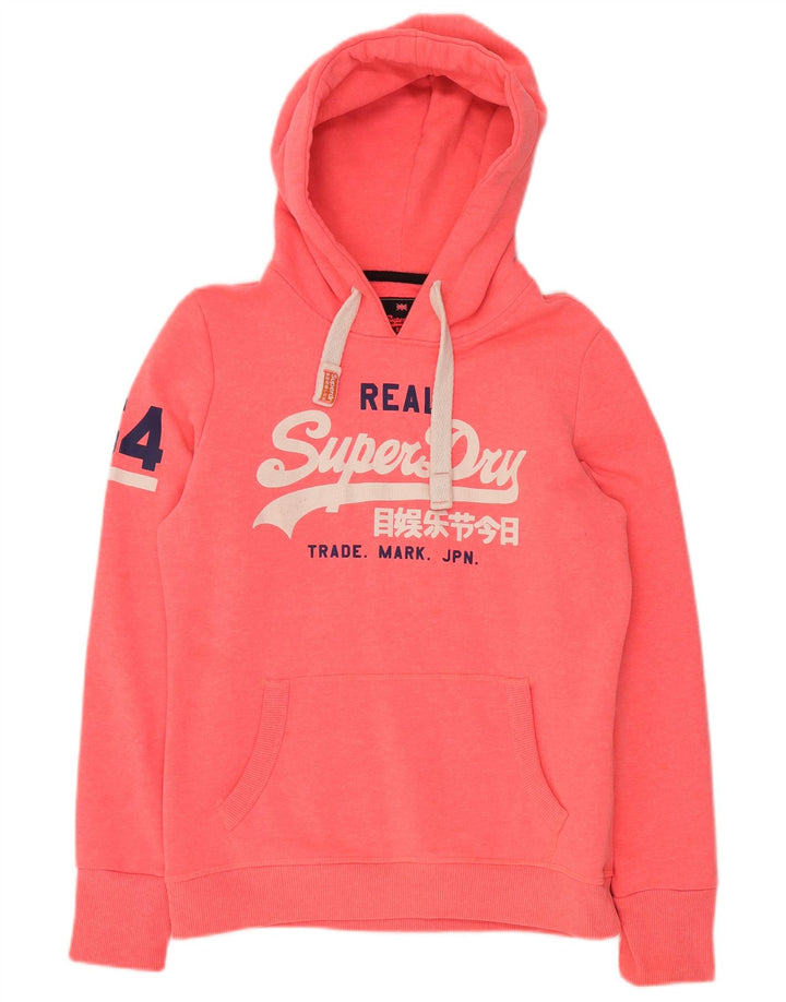SUPERDRY Womens Graphic Hoodie Jumper UK 16 Large Pink Cotton