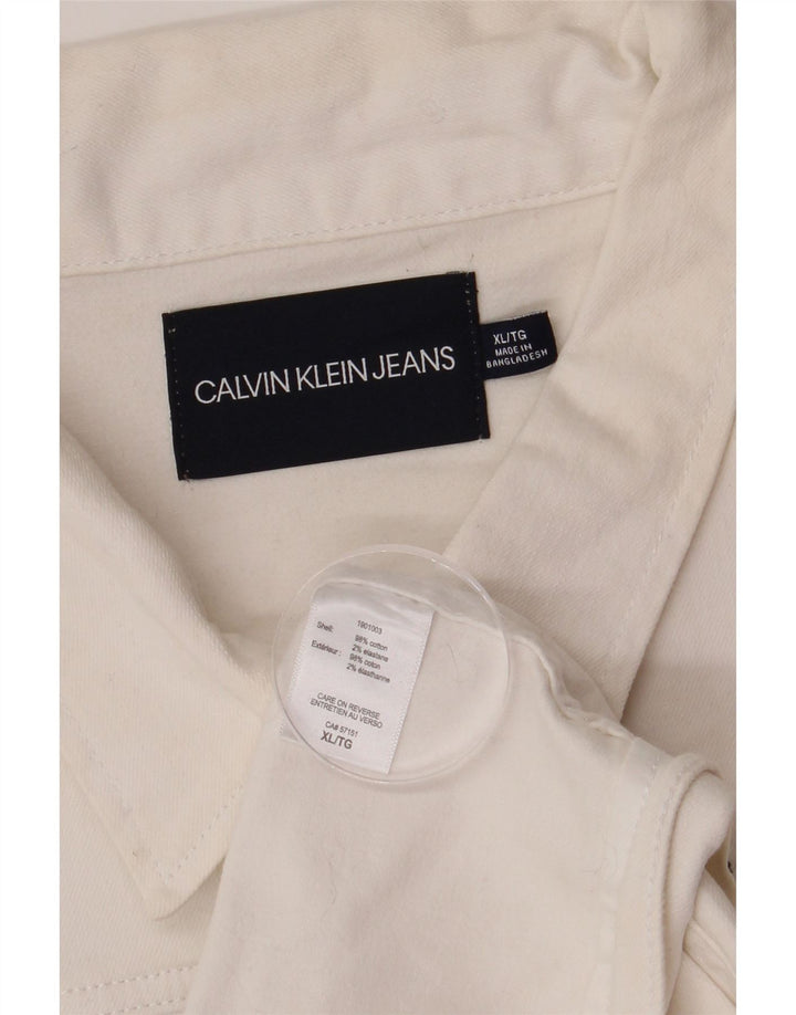Calvin Klein Jeans Womens Denim Jacket UK 18 XL White Cotton
