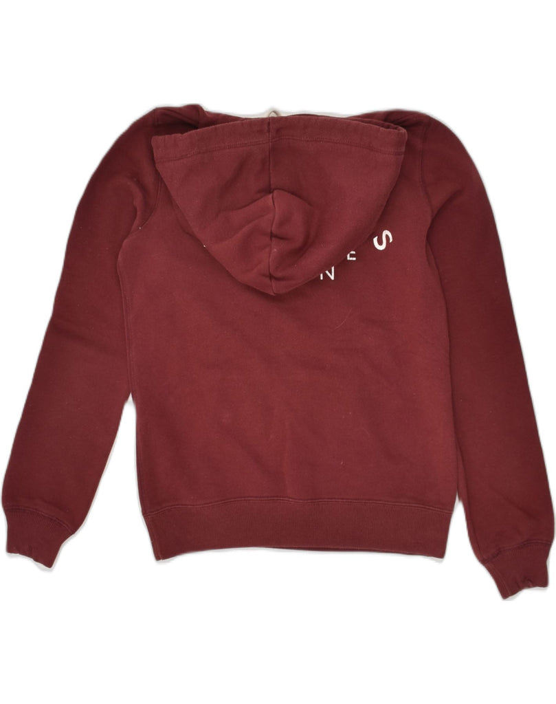 JACK WILLS Womens Graphic Hoodie Jumper UK 8 Small Burgundy Cotton | Vintage Jack Wills | Thrift | Second-Hand Jack Wills | Used Clothing | Messina Hembry 