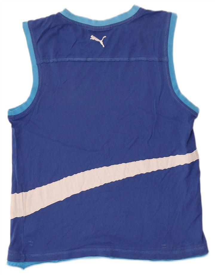 Puma Mens Graphic Vest Top Medium Blue Colourblock Cotton