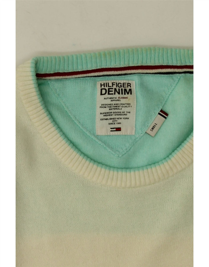 Tommy Hilfiger Mens Crew Neck Jumper Sweater Small Off White Cotton