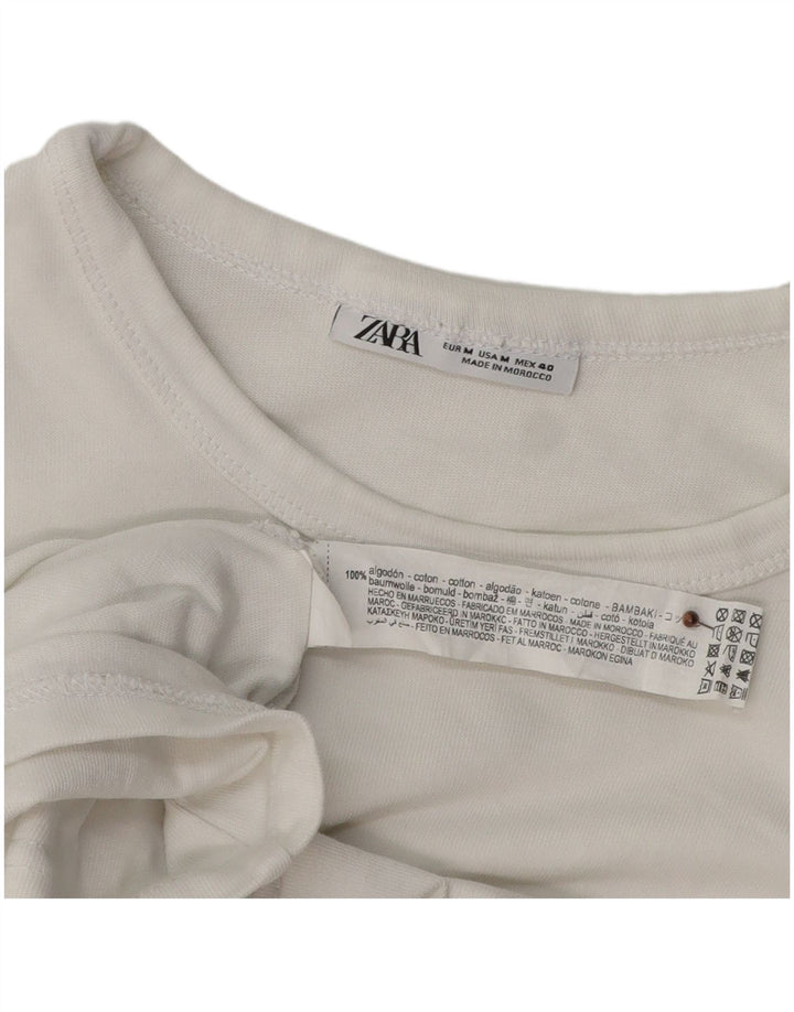 ZARA Mens T-Shirt Top Medium White Cotton