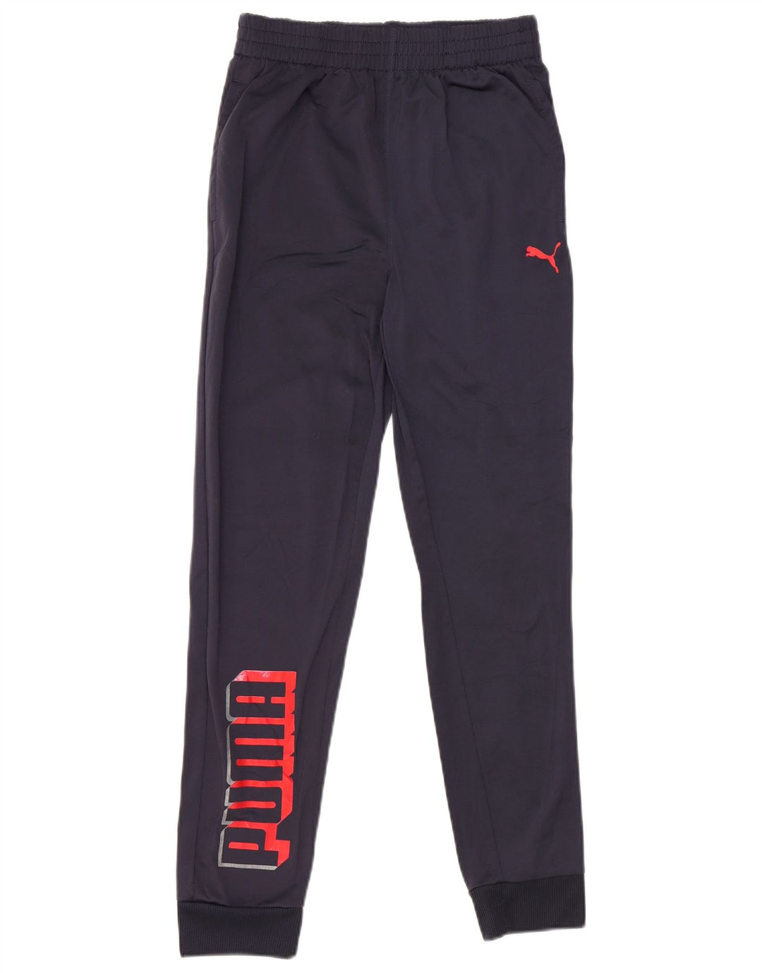 PUMA Boys Graphic Tracksuit Trousers Joggers 13-14 Years Large Navy Blue