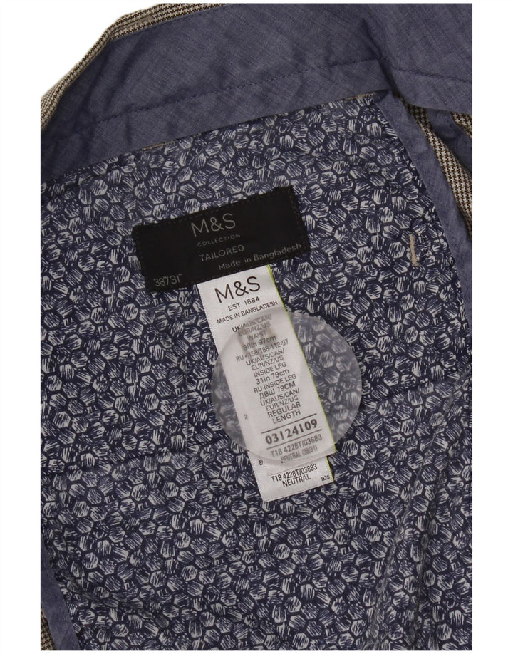 Marks & Spencer Mens Straight Suit Trousers W38 L31 Grey Houndstooth