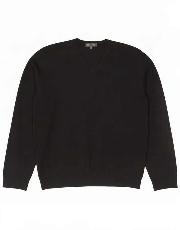 Marks & Spencer Mens V-Neck Jumper Sweater 2XL Black Acrylic