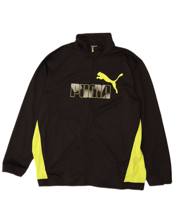 PUMA Mens Graphic Tracksuit Top Jacket 2XL Black Colourblock Polyester
