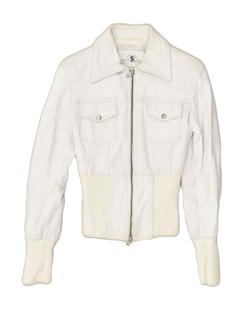 VALENTINO Girls Leather Jacket 13-14 Years Large White Leather | Vintage Valentino | Thrift | Second-Hand Valentino | Used Clothing | Messina Hembry 