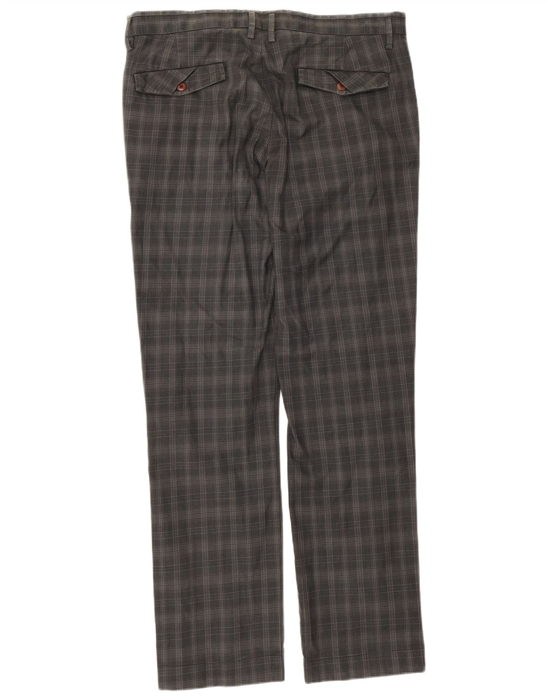 Dockers Mens Straight Chino Trousers W36 L34 Grey Check Cotton