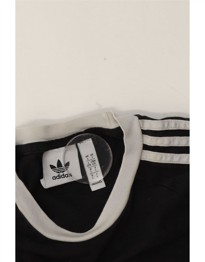 Adidas Mens Top Long Sleeve Large Black Colourblock Cotton