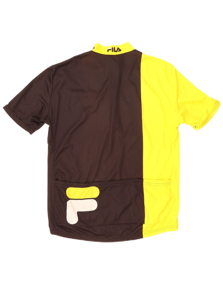 Fila Mens Graphic Zip Neck Pullover Tracksuit Top Large Yellow Colourblock