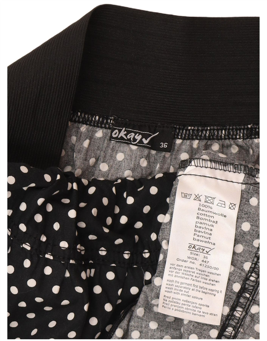 Okay Womens Regular A-Line Skirt EU 36 Small W25 Black Polka Dot Cotton