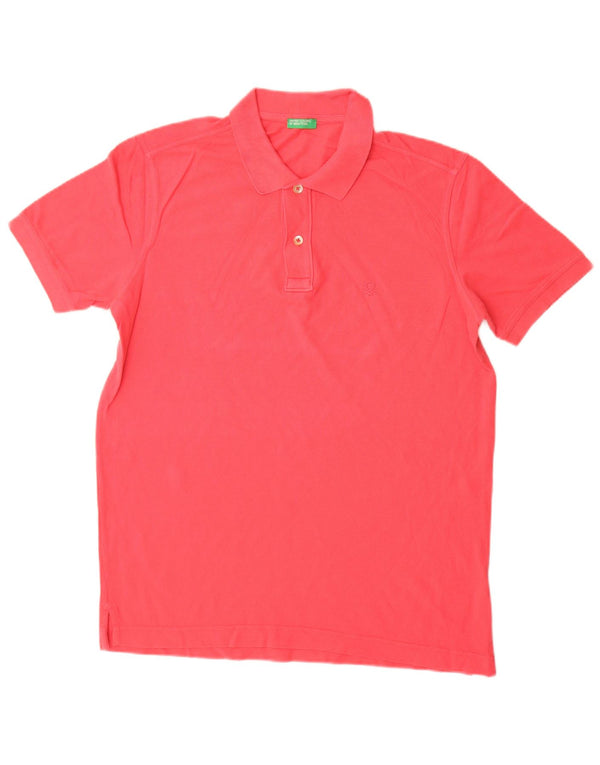 Benetton Mens Polo Shirt Medium Red Cotton