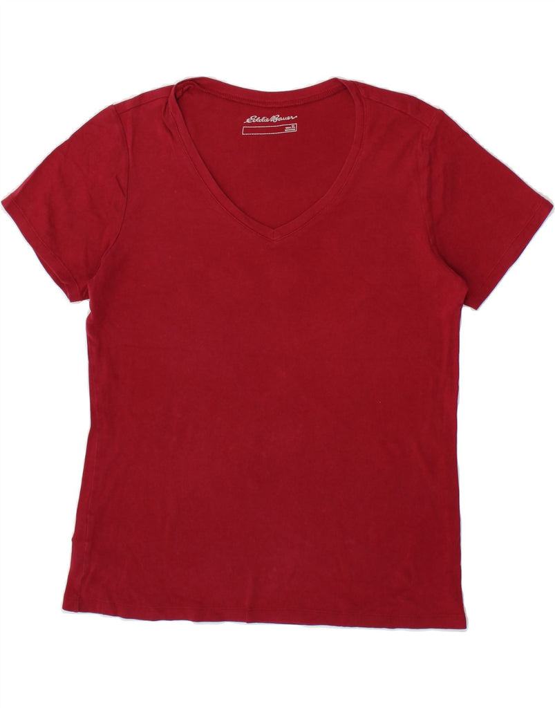 EDDIE BAUER Womens T-Shirt Top UK 18 XL Red Cotton | Vintage Eddie Bauer | Thrift | Second-Hand Eddie Bauer | Used Clothing | Messina Hembry 