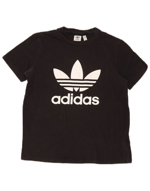 Adidas Womens Graphic T-Shirt Top UK 14 Medium Black Cotton