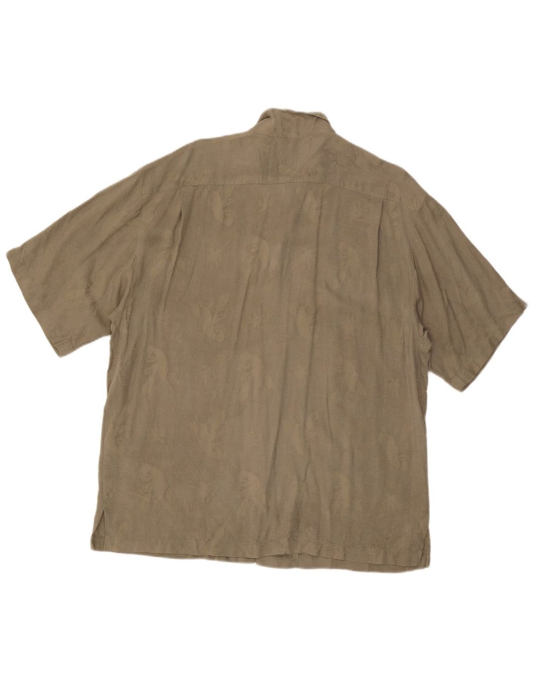 Tommy Hilfiger Mens Abstract Pattern Short Sleeve Shirt XL Khaki Silk