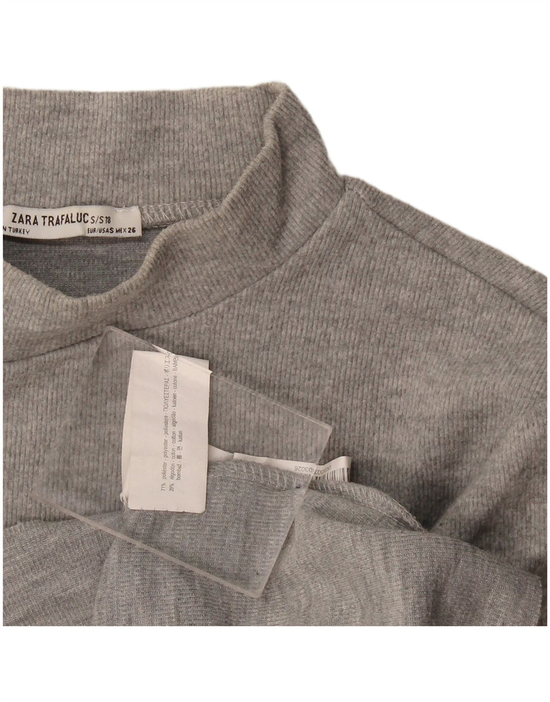 Zara Womens Crop T-Shirt Top UK 10 Small Grey Polyester