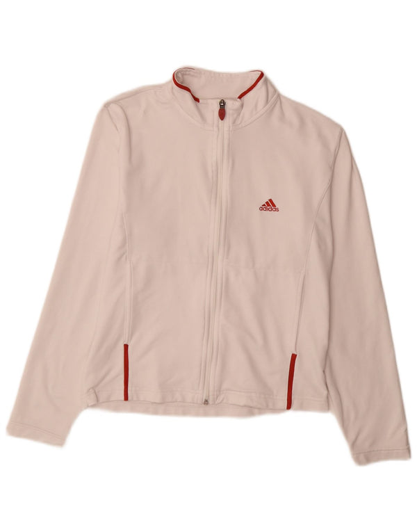 Adidas Mens Tracksuit Top Jacket UK 12 Medium White Polyester