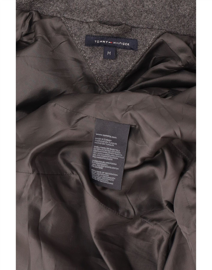 Tommy Hilfiger Womens Hooded Duffle Coat UK 14 Medium Grey Wool