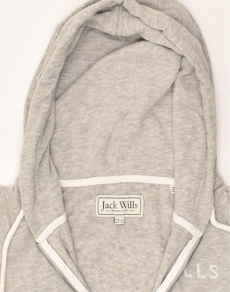 JACK WILLS Womens Zip Hoodie Sweater UK 12 Medium Grey Cotton | Vintage Jack Wills | Thrift | Second-Hand Jack Wills | Used Clothing | Messina Hembry 